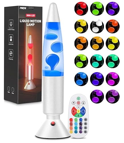 PHEJIE T90753-S-14-EU Lámpara líquida con cambio de color RGB de 36 cm con mando a distancia: luz ambiental con ciclo automático para dormitorios infantiles, decoración de escritorios de oficina - Image 1
