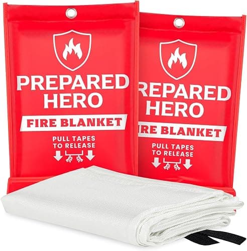 Prepared Hero Emergency Fire Blanket - 2 Pack - Fire Suppression for Kitchen, 39” x 39” Fiberglass Fire Blanket for Home - Image 1