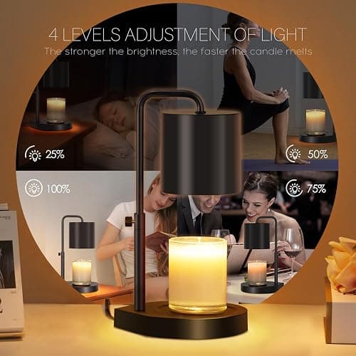 zukakii Candle Warmer Lamp Adjustable Height Dimmable with Timer Large Jar Candles Compatible - No Flame Scented Wax Warmer with 2 Bulbs - Mothers Day Gift - Black thumbnail 4