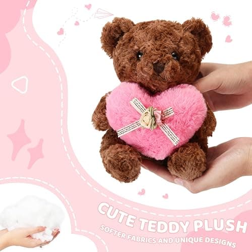 ABEARCAR Cute Teddy Bear Stuffed Animals with Pink Heart for Kids,Soft Teddy Bear Plushies Valentine's Day, for Girlfriend Kids or Mom thumbnail 5
