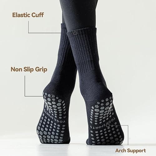 BONANGEL Pilates Socks with Grips for Women, 3 Pairs Womens Grippy Yoga Ballet Barre Hospital Gym Athletic Socks thumbnail 4