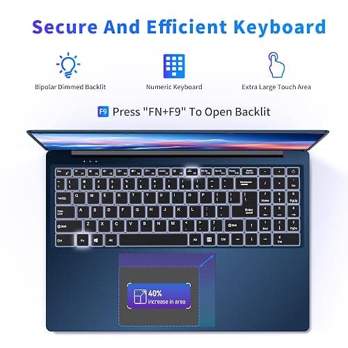 16 Inch Laptop Computer, Gaming Laptop 2025, 16GB RAM 1TB SSD, N150 Processor(Up to 3.6GHz), FHD 1920 * 1200, 180° Open, Backlit, BT4 WIFI5, Windows 11 Pro, 6000mAh/46.2Wh, Premium Navy thumbnail 5