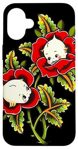 Kewpie Baby Roses Traditional Tattoo Flash Case for iPhone 16 Plus - Image 1