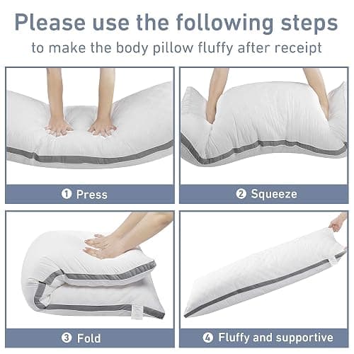 Leeden Body Pillow Insert 20 x 54 for Side Sleepers White Support | Soft polyester padding delivers full-body support for side sleepers, maternity rest, reading and daily relaxation. thumbnail 6