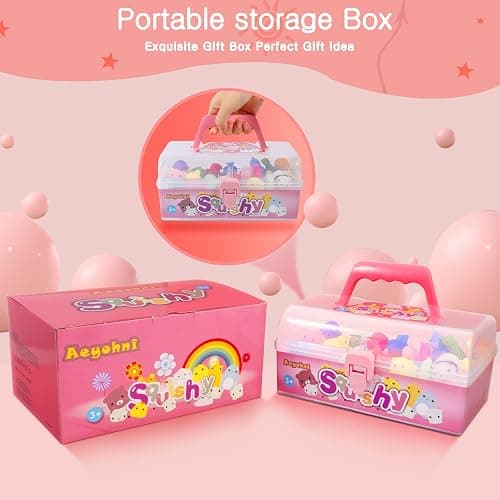 Aeyohni Fidget Toys 50pcs for Kids Party Favors Mochi Squishy Toy Bulk Birthday Gift Stress Relief Kawaii Mini Squishy Animals Classroom Prizes School Gift Easter Valentine's Day thumbnail 2