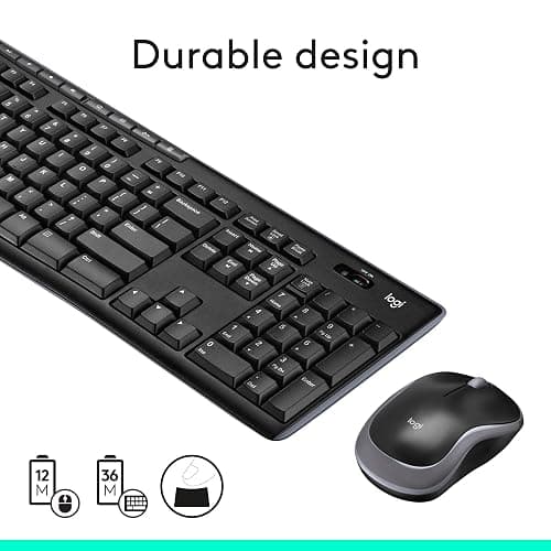 Logitech MK270 Wireless Keyboard and Mouse Combo for Windows, 2.4 GHz, 8 Multimedia Keys, PC, Laptop, Wireless Keyboard Compact Mouse Combo - Black thumbnail 6
