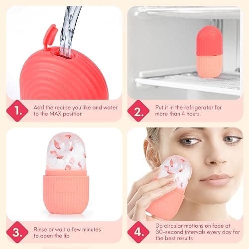 SunMine Ice Roller for Face and Eyes Ice Cube Roller Frozen Rollers Reusable Silicone Beauty Tool for Man and Woman Skin Care (Pink) thumbnail 6
