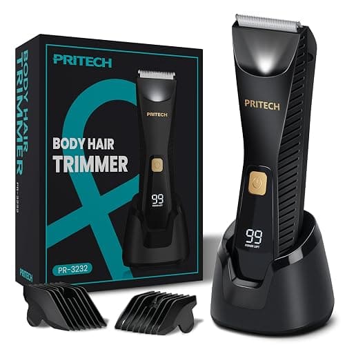 PRITECH Manscape Body Hair Trimmer - Waterproof Pubic Hair Ball Trimmer, Ceramic Blade Shavers Electric Razors for Men with USB-C Charging, Wet/Dry Use, Nick-Free Mens Grooming Kits, Gifts for Men - Image 1