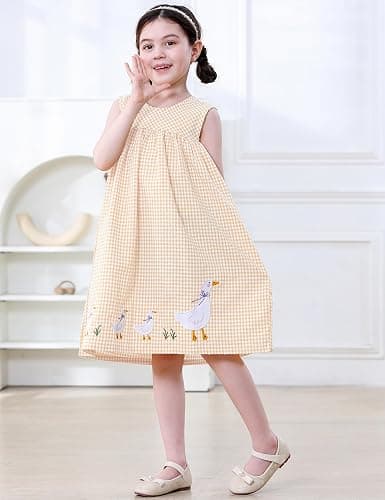 FreeLu Toddler Girls Cotton Summer Short Sleeve Dress Cartoon Print Casual Jersey Dresses thumbnail 2