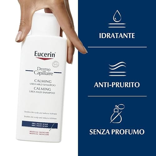 Eucerin DermoCapillaire Shampoo Lenitivo all'Urea 250 ml, Shampoo capelli, cute e cuoio capelluto secchi, Formula idratante per una detersione quotidiana delicata e senza sapone alcalino thumbnail 3