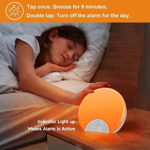 ANTDALIS Sunrise Alarm Clock Wake Up Light for Kids, Adults, Heavy Sleepers with Dual Alarms, Snooze, Sleep Aid with 7 Nature Sounds for Bedrooms with 8 Colors Night Light, FM Radio, Gift Ideas thumbnail 3
