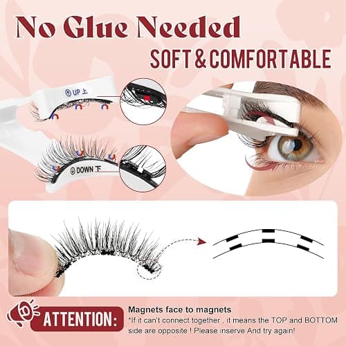 Higu clace Magnetic Eyelashes 1 Pair Reusable Magnetic Lashes With applicator, Magnetic Eyelashes Natural Look, No Glue Needed(XTY-A) thumbnail 4