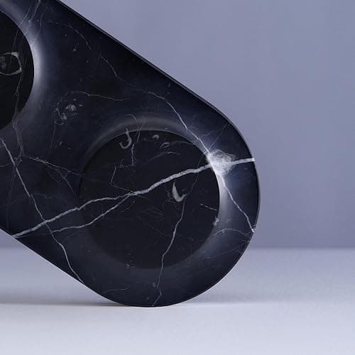 Einova Dual Classic Stone – Dual Wireless Charging Pad in Genuine Marble, Designed in Italy, Integrated 6 ft USB-C Cable, Smartphones, Wireless Earbuds, Smartwatches – Black Marquina Marble thumbnail 2