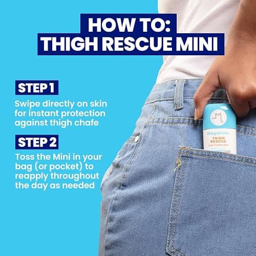 Megababe Thigh Rescue Anti-Chafe Stick Mini | Travel size, great for on-the-go | Prevents skin chafe & irritation | Thighs, arms, bra-lines & more thumbnail 6