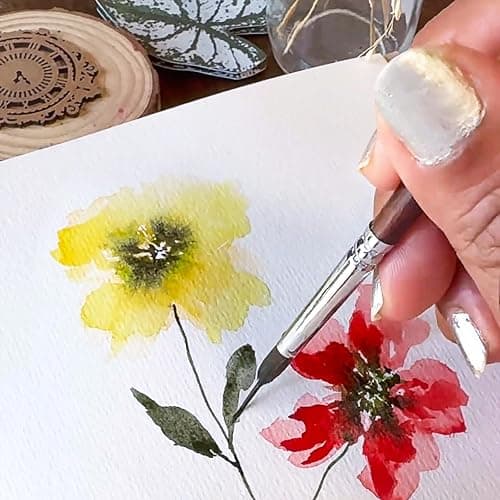 Watercolor Brushes Professional, Fuumuui 6Pcs Extended Needle Point Brushes Synthetic Extra Long Pinhead Brush with Sable Body for Fine Detailing - Watercolor Acrylic Gouache Inks Painting thumbnail 2