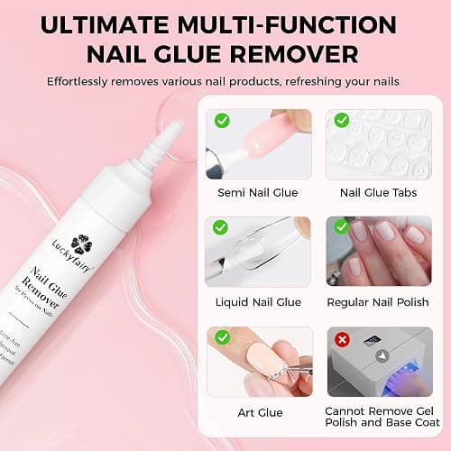 Super Strong Nail Glue for Press On Nails: 10g Semi Nail Glue with 12ml Glue Remover Kit, Quick Dry, No UV Lamp Needed with Gentle Non-Acetone Remover, Long Lasting for Acrylic Fake Nails Tips thumbnail 7