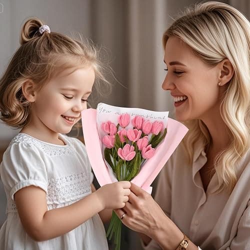 AKINSTER 500 Stück Pfeifenputzer zum Basteln Pfeifenreiniger Blumen Set Pipe Cleaner Flower Set Pfeifenreiniger Rosa mit Blumen Staubblatt Bänder Klebeband Geschenkbox für Basteln & DIY (Rosa) thumbnail 6