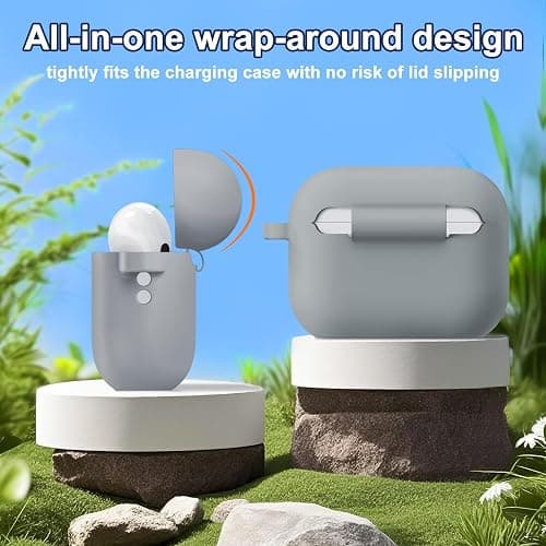 MATEPROX Compatible with AirPods Pro 3 Case with Keychain/Hand Strap, Airpod Pro 3rd Generation[2025] Silicone Protective Shockproof Headphone Cover Support Wireless Charging-Gray thumbnail 3
