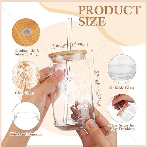 Irenare Bridesmaid Proposal Gifts Set Robes Makeup Bag Cup Cards Hair Tie Bracelet Diamond Pen Bridesmaid Gift Box(Champagne,8 Pcs) thumbnail 3