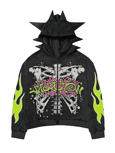 SOLY HUX Men's Y2k Graphic Zip Up Hoodie Sweatshirt Gothic Long Sleeve Jacket Streetwear Emo Scene Alternative Clothes - Image 1