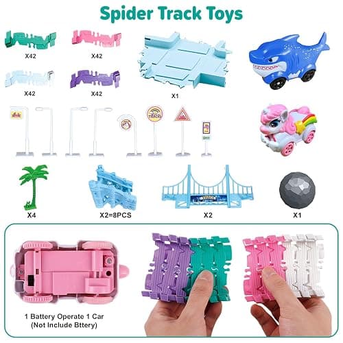 Car Toys for Kid 4-6, 194 PCS Race Car Track for Kids Ages 4-8, Monster Truck 2+ Year Old Birthday Gift Toddler Cars Toy for 3+ Year Old Girl Boy thumbnail 7