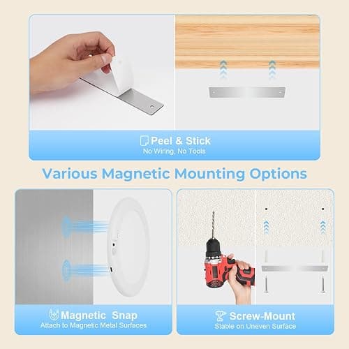 Givryes 2Pack Rechargeable Magnetic Ceiling Light/Shower Light with Remote | Motion Sensor, Wireless, Power Indicator, Waterproof, Battery-Powered LED, 3 Color, Dimmable, Closet, Pantry, Hallway, Patio thumbnail 6