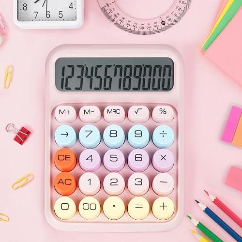 DANRONG Mechanical Switch Calculator with Big Buttons, Calculators Desktop, 12 Digits, Large LCD Display, Desk Calculator, Cute Pink Calculators for Teachers Students Basic Office (Pink) thumbnail 4