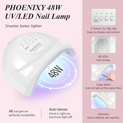 Phoenixy Gel Nail Kit, 72 Effects Gel Nail Polish Set with Base Top Matte Glitter Coat, 24 Colours Nails Kits with U V Lamp Manicure Set Gift for Women thumbnail 3