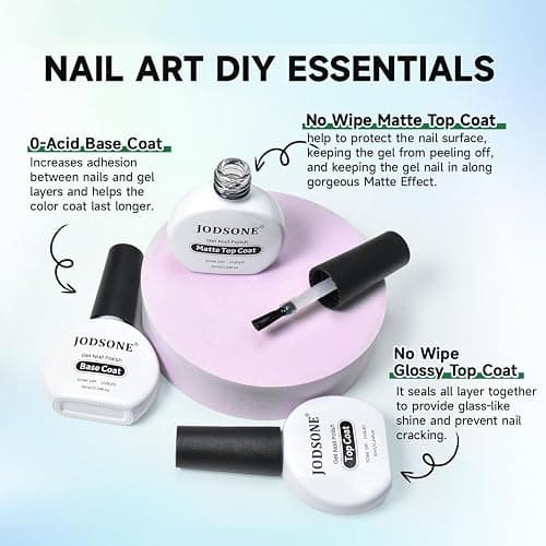 JODSONE Gel Nail Polish 20 Color Blue Red Matching Base Coat Glossy and Matte Top Coat 23 Bottles of 10ml Professional Nail Care Use thumbnail 7