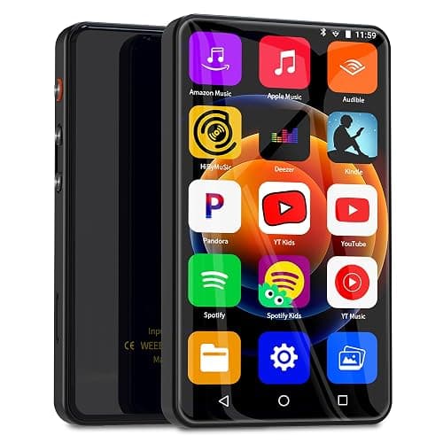 144GB Portable MP3 Player with Bluetooth and WiFi, Ninsiden 4" HD Full-Color Touch Screen MP3 Music Player with Spotify,Amazon Music,Pandora,YouTube,Android Mainstrem Media MP4 Player for Kids,Black - Image 1