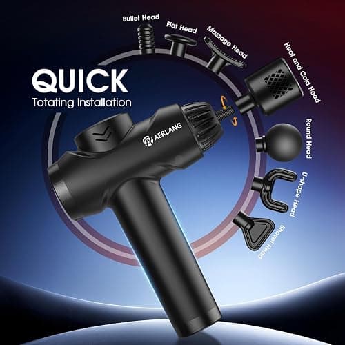 AERLANG Massage Gun with Heat and Cold,Deep Tissue Massage Gun, Back and Neck Massager for Pain Relief,Muscle Percussion Massager,Handheld Messager with 7Heads&Silent Birthday Gifts for him thumbnail 6