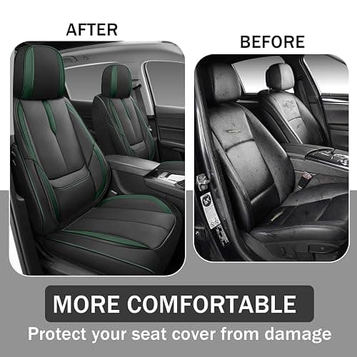 AutoSeatCovers Seat Covers for 95% of Subaru 2000-2024 Full Set/Black-Green | Premium Faux Leather Seat Cover Breathable Waterproof Sports Drive in Style,Easy to Install Seat Covers thumbnail 7