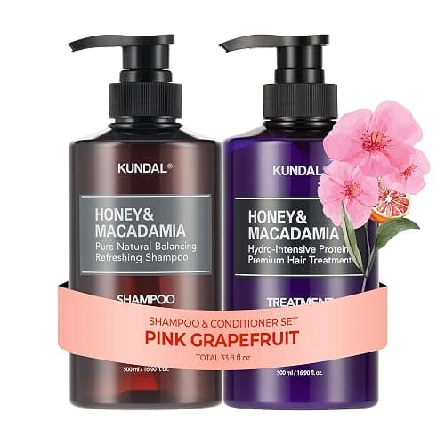 KUNDAL Korean Shampoo and Conditioner Set [Pink Grapefruit] Salon-quality, Long Lasting Scent, Moisturizing, Sulfate-Free, Argan & Macadamia Oil, Korean Hair care, 16.9 fl oz each, Stocking Stuffers - Image 1