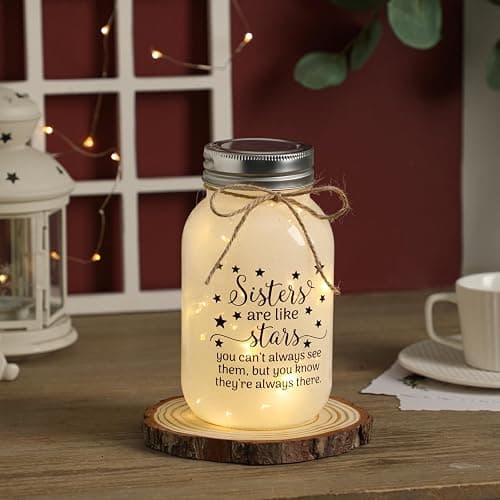 Birthday Gifts for Sister from Sisters - 30 oz Large Mason Jar Night Light | Meaningful Sister Gifts, Unique Sisters Birthday Gift for Women, Christmas Sister Gift from Brother thumbnail 4