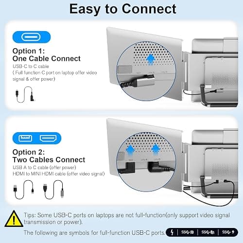 FHH Laptop Screen Extender, 14" FHD 1200P Dual Portable Monitor for Laptop- Travel Monitor Extender for 13-16.5" Type-C/HDMI/USB-A Plug & Play for Wins/Mac/Android/PS5 thumbnail 5
