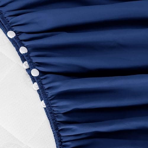 Biloban Crib Bed Skirt Navy 4 Sides Pleated Dust Ruffle Adjustable Fit Standard Crib Toddler Bed Skirts for Baby Boy or Baby Girl Crib Bedding, Navy Blue Crib Skirt Machine Wash thumbnail 2
