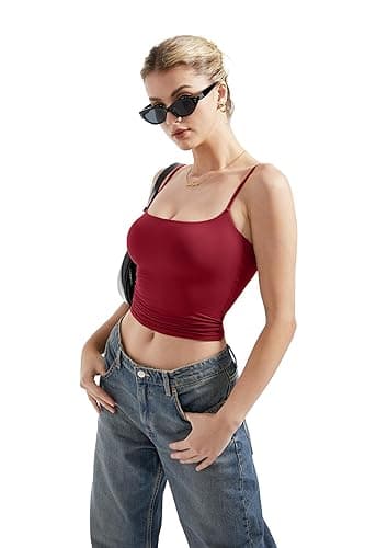 SUUKSESS Women Sexy Square Neck Tank Top Summer Y2K Going Out Basic Cami Shirt - Medium - Wine Red thumbnail 2