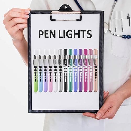 CAVN Pen Light with Pupil Gauge LED Penlight for Nurses Doctors, 2 Pcs Reusable Medical Penlight for Nursing Students, Gradient Pink and Blue thumbnail 6