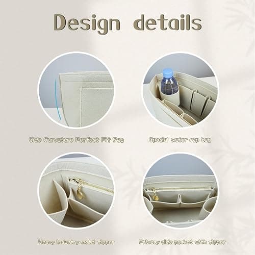 Lckaey Organizer Insert for Longchamp Le Pliage, Premium Felt Bag For Handbag Women Purse Large Long Champ organizer 2025beige-M thumbnail 5