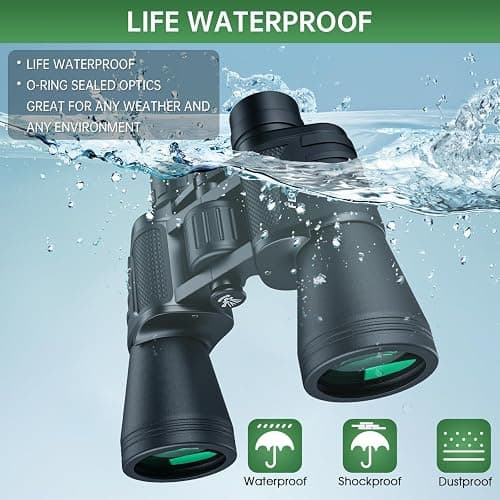 20x50 High Powered Binoculars for Adults, Waterproof Compact Binoculars with Low Light Vision for Bird Watching Hunting Camping Travel Cruise Hiking Sports Stargazing, Christmas Birthday Gifts for Men thumbnail 3