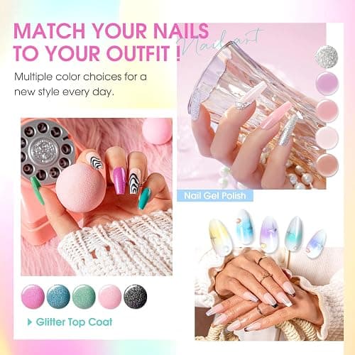ROSALIND 100PCS Gel Nail Polish Set, 92 PCS Colors Gel Polish Set with 8 Bottles of Base and Glossy Matte Top Coat Starter Nail Set Suitable for All Seasons Gift for Women thumbnail 5