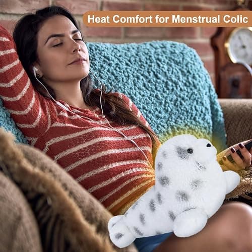 SuzziPals Heatable and Coolable Seal Stuffed Animals，Microwavable Stuffed Animal Heating Pads for Soothing & Relaxation, Lavender Chubby Seal Plushie for Easing Fatigue, Seals Gifts for Kids Aldults thumbnail 4