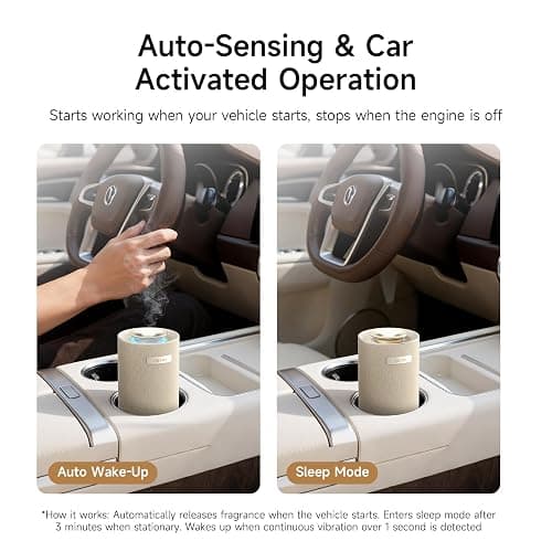 Waterless Essential Oil Diffuser for Home & Car, Cordless Portable Diffuser | Rechargeable 2-in-1 home/car mode switch, auto start-stop & adjustable scent. Fits 5/10/15ml bottles. Cream finish. thumbnail 5