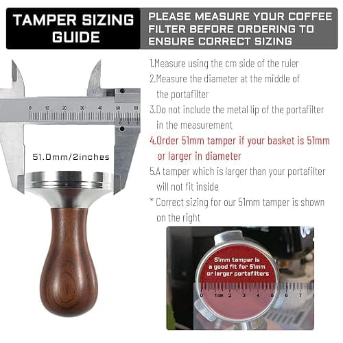USEAMIE Coffee Tamper Espresso Press with Tamper Mat 304 Stainless Steel Flat Base Wooden Handle for Coffee Grounds Barista Espresso Machines Accessory (51MM) thumbnail 4
