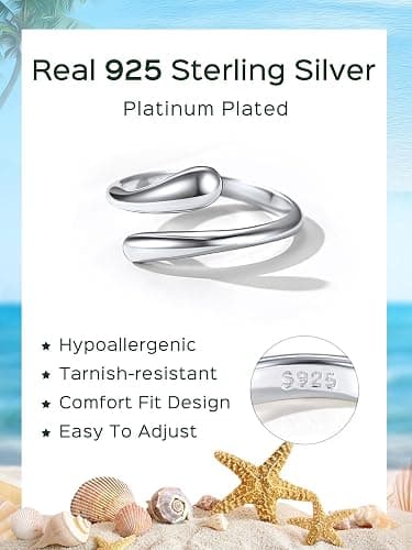 ChicSilver 925 Sterling Silver Toe Ring Minimalist Hypoallergenic Adjustable Band Ring Summer Beach Bare Foot Jewelry thumbnail 4