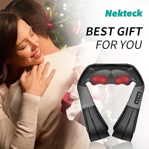 Nekteck Shiatsu Neck Massager for Pain Relief Deep Tissue with Heat, 3D Kneading Massage Pillow Back Shoulder Massagerfor Body Muscle, Plug-in Use for Home Office Car, Gifts for Mom Dad Him Her thumbnail 6