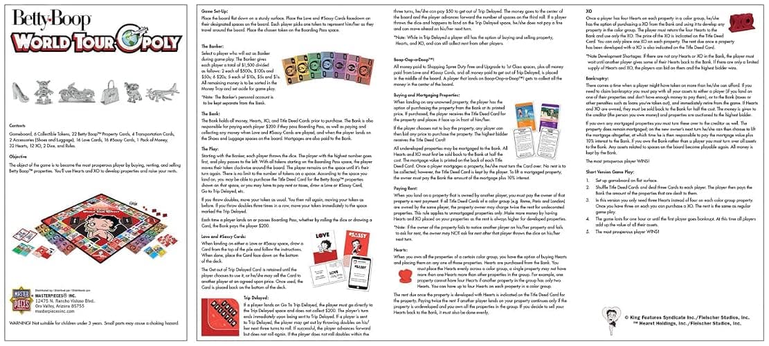 MasterPieces Opoly Board Games - Betty Boop World Tour Opoly - Officially Licensed Board Games For Adults, Kids, & Family thumbnail 4