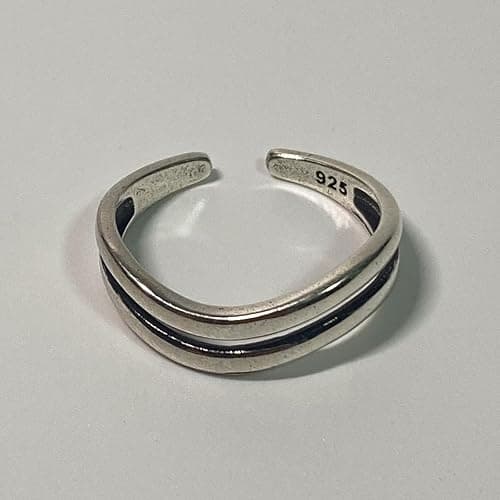 Ch.yishi Handmade Vintage 925 Sterling Silver Wide Band Rings for Women/Men,Adjustable Thumb Finger Ring thumbnail 2