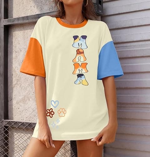 Oversized Mama Shirt Woman Mom Letter Print Tshirt Trendy Mama Shirts Graphic Tees Short Sleeve Tops thumbnail 2