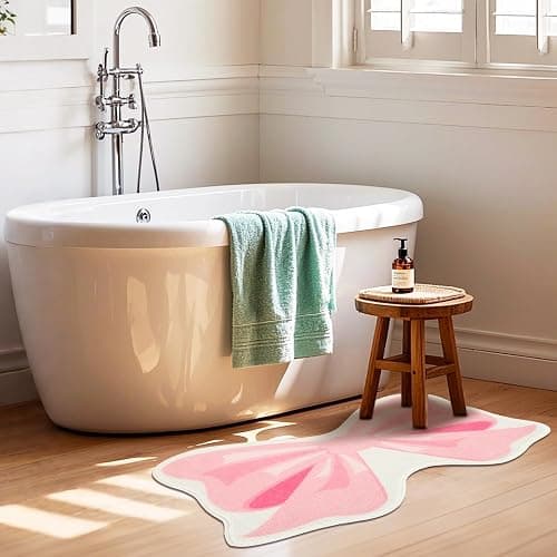 FEBSNOW Pink Bow Bathmat Rugs, Non Slip Coquette Bow Cute Aesthetic Carpet, Cute Room Decor Coquette Rug for Bathroom Bathtub Shower Bedroom and Living Room（27.6 x 21.3 inch） thumbnail 7